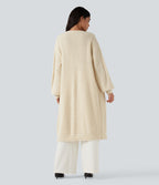 Cardigan de travail tricot ouvert manches longues coupe longue