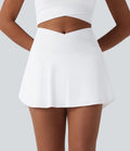 Jupe-short de padel/pickleball mini 2-en-1 croisée taille haute avec poches