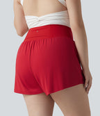 Short de yoga grande taille SoftlyZero™ Airy, gainant et respirant, 2-en-1, à effet frais InstantCool, avec poches