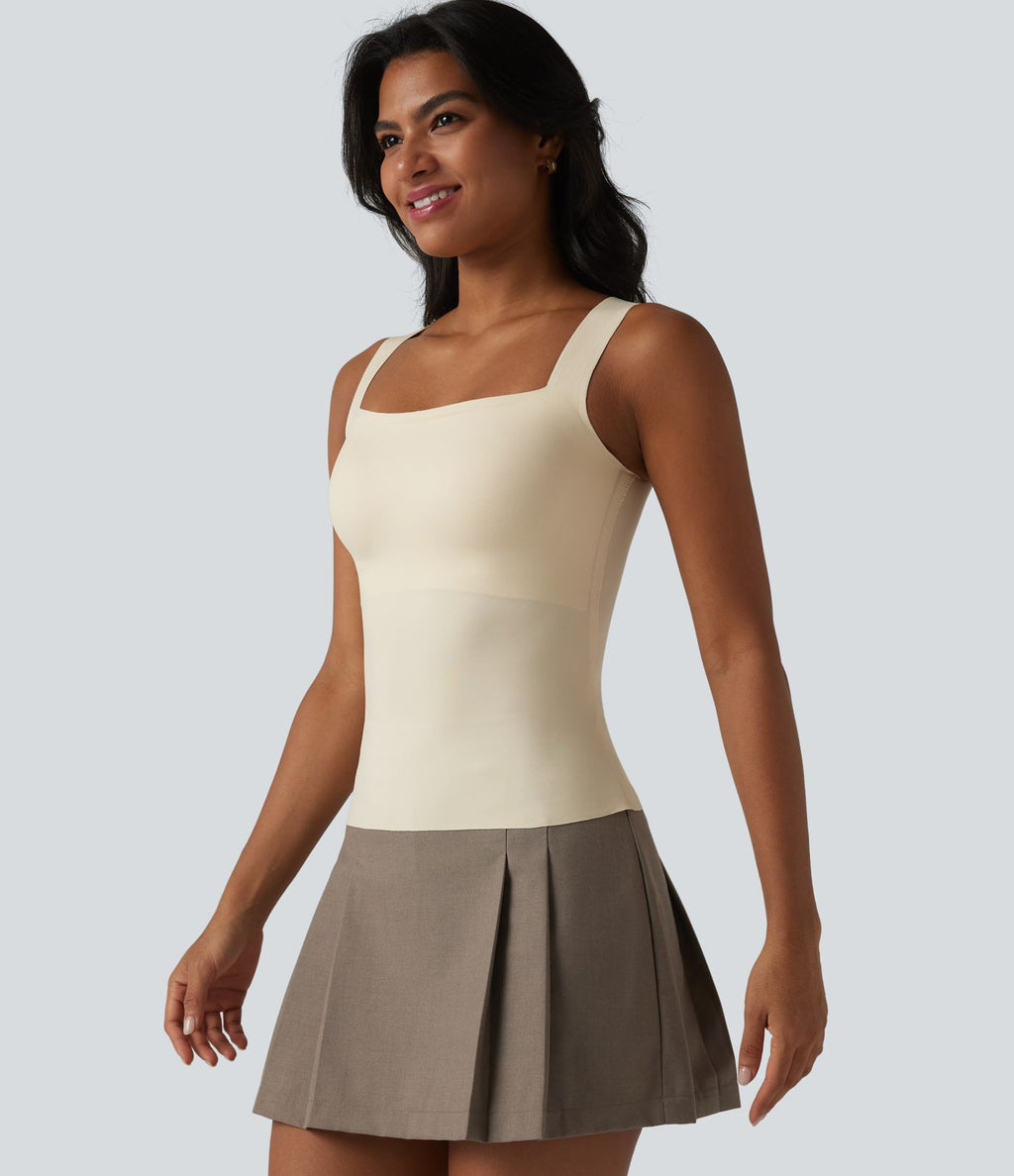 Débardeur décontracté col carré avec soutien-gorge intégré bonnets B-E