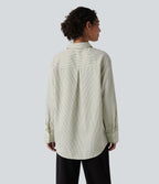 Chemise tailleur oversize manches longues à rayures