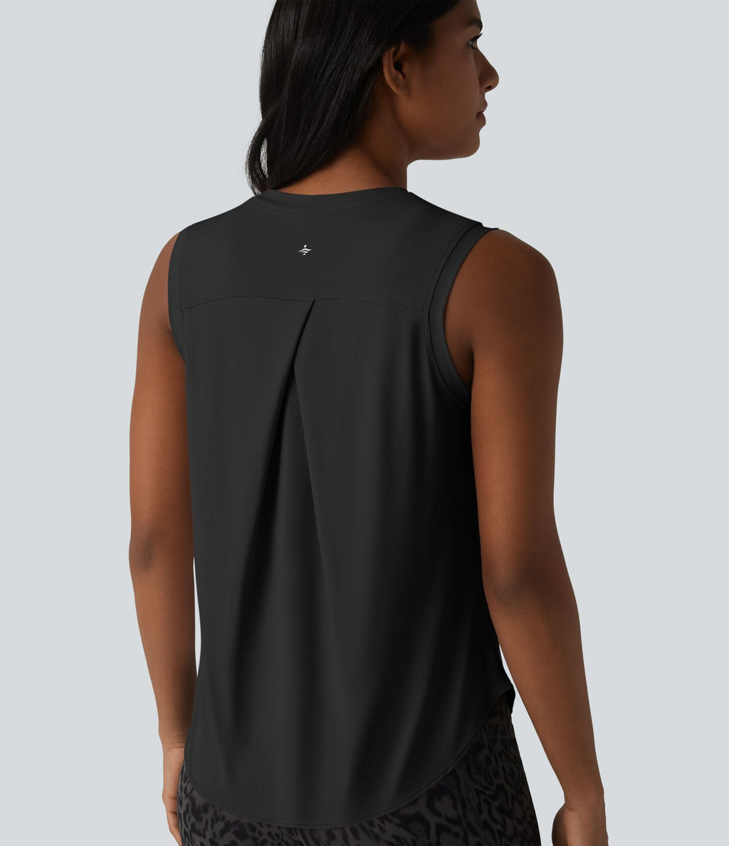 Débardeur de sport à col rond et ourlet arrondi, doux au toucher, protection solaire UPF50+