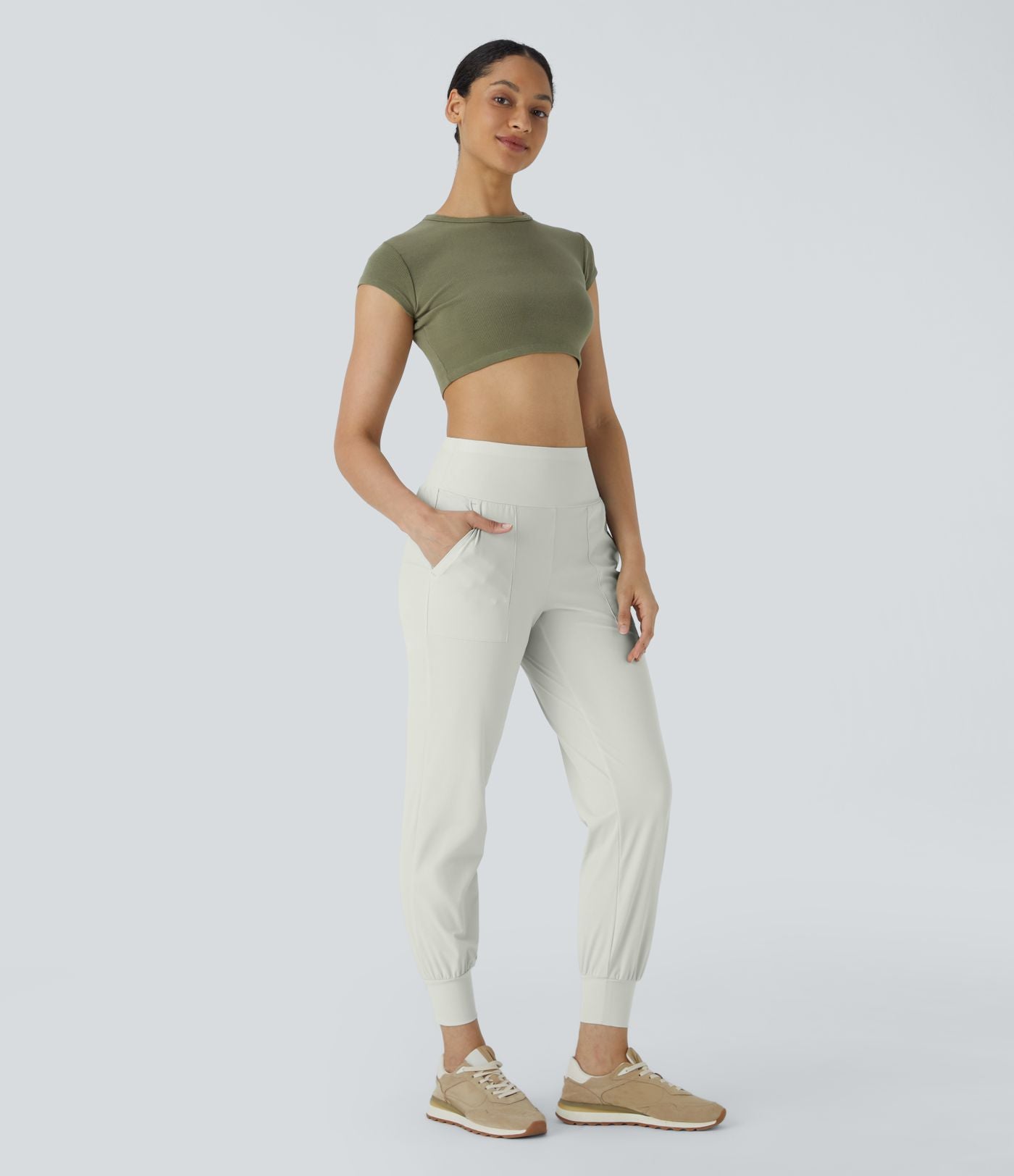 Jogging Casual Uni Taille Haute Poche Latérale