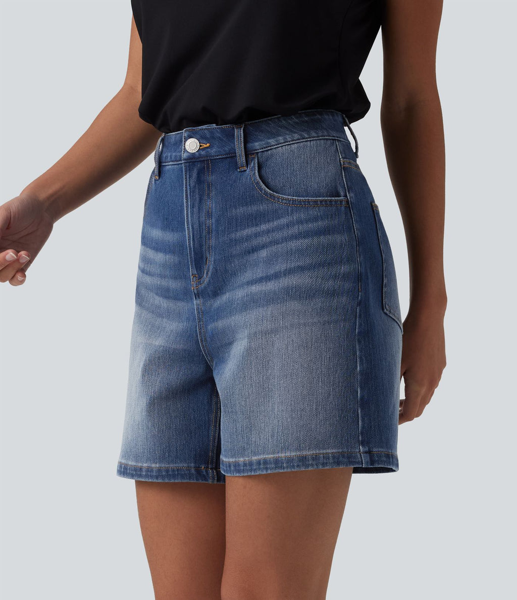 Short denim ample décontracté Halara Flex™ taille haute avec poches