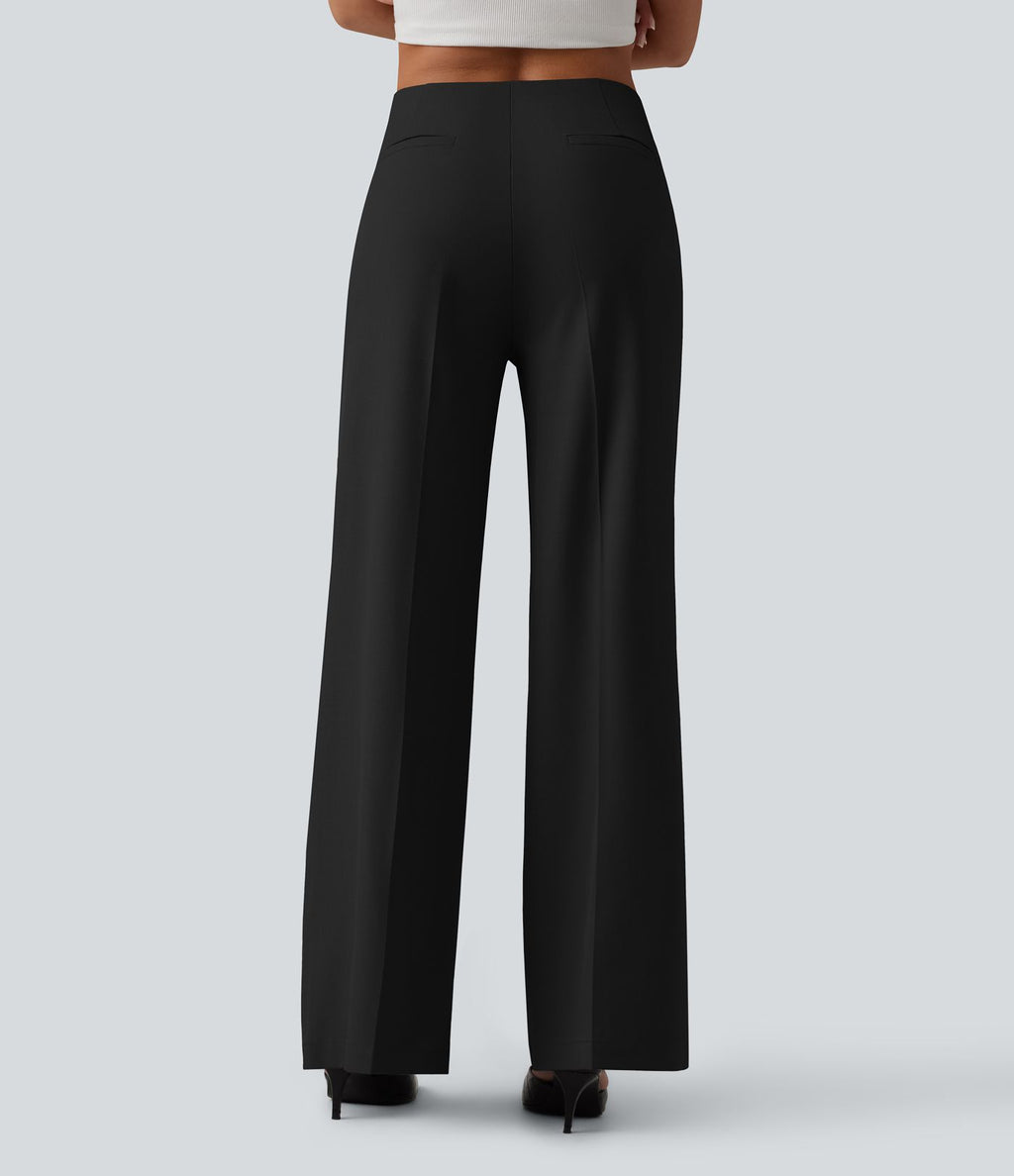 Pantalon tailleur large taille basse avec poches