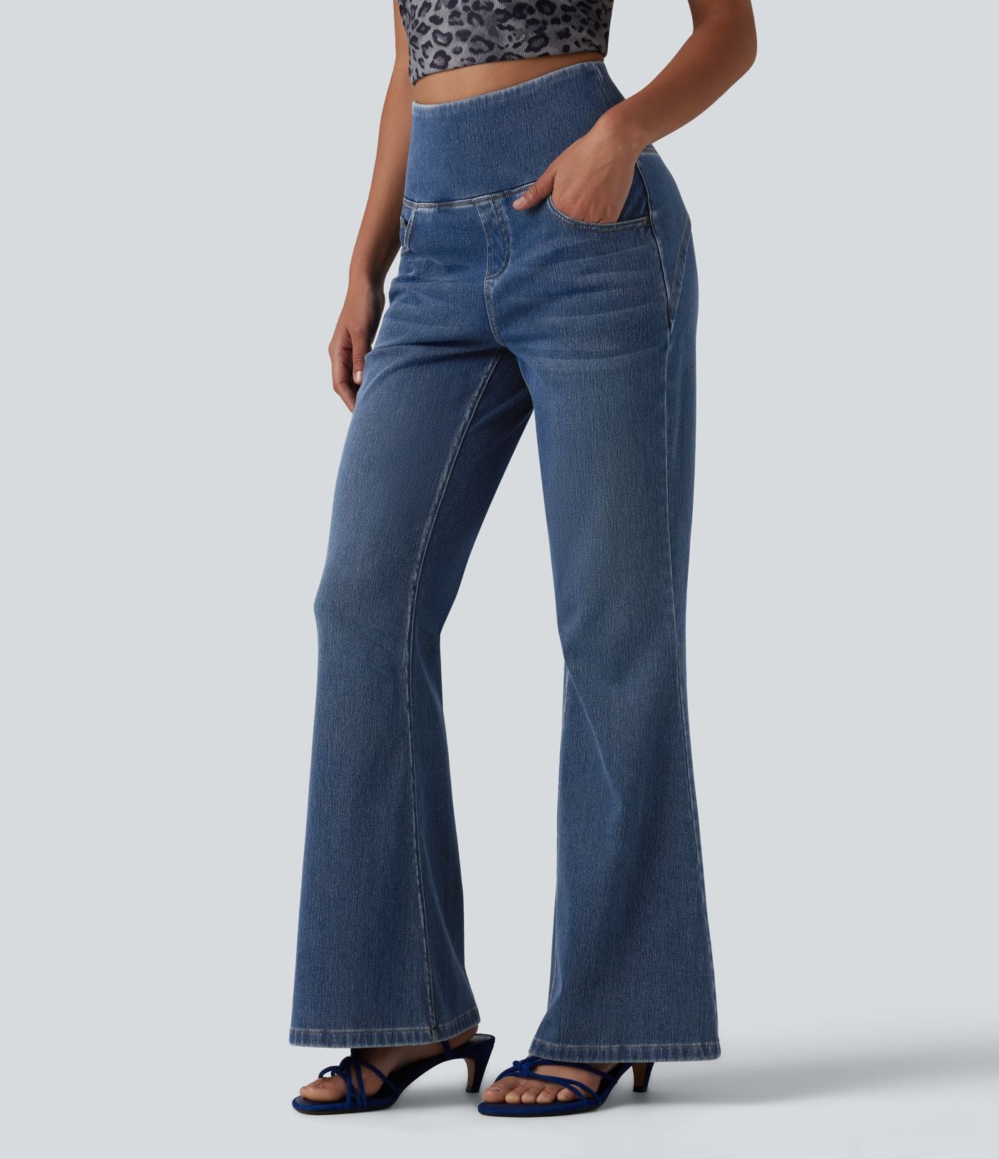 Jean évasé taille haute Halara Flex™ avec poches