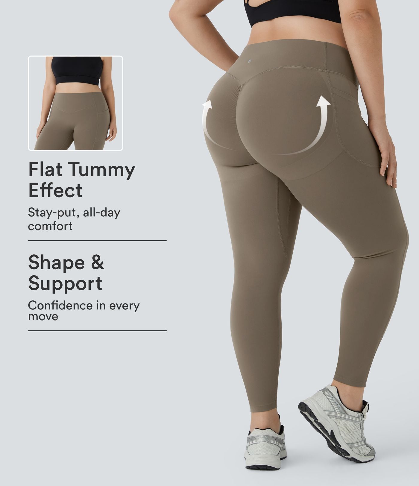 Legging d'entraînement gainant galbant taille haute grande taille avec effet scrunch et poches Halara UltraSculpt™
