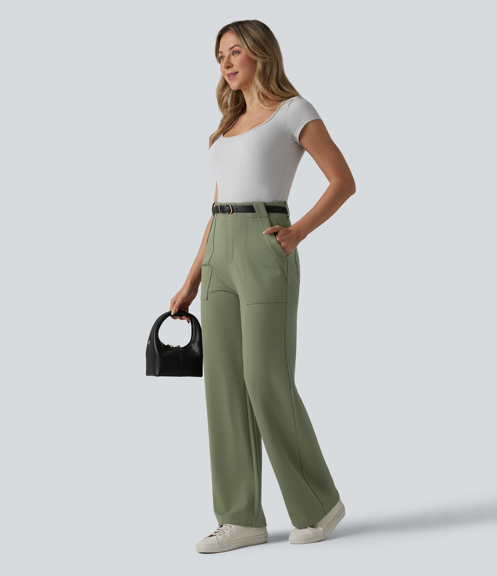 Halara Flex™ Pantalon tailleur droit taille haute avec poches