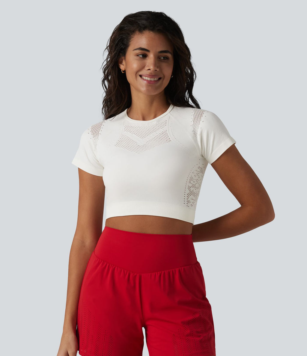OneForm Seamless Flow Crop top de sport en mesh respirant sans couture