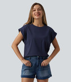 T-shirt casual à col rond et manches courtes