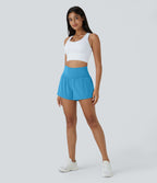 Short 7,5cm Yoga 2 en 1 Super Taille Haute Poches Arrière Poches Cachées Latérales