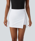 Jupe-short de golf mini taille haute 2-en-1 fendue à boutons décoratifs avec poche latérale séchage rapide - Poche pour tee de golf - UPF40+