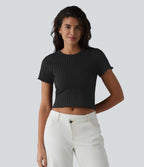 T-shirt crop décontracté OneForm Seamless Flow col rond manches courtes