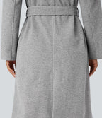Manteau polaire long ceinturé manches longues avec poches
