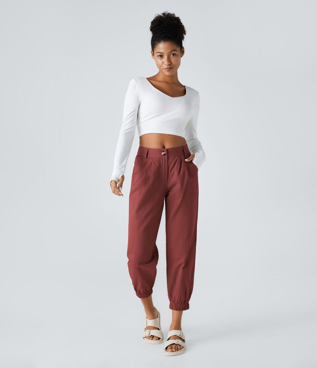 Joggings décontractés à taille mi-haute avec poches