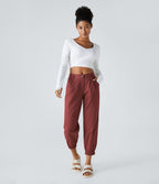 Joggings décontractés à taille mi-haute avec poches