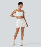 Jupe mini de tennis 2-en-1 à volants superposés, mesh respirant, taille mi-haute, à effet frais InstantCool, séchage rapide, avec poches