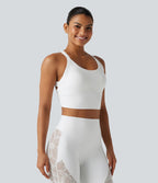Débardeur de yoga SoftlyZero™ dos nu torsadé avec dentelle contrastée, coussinets amovibles et protection solaire UPF 50+