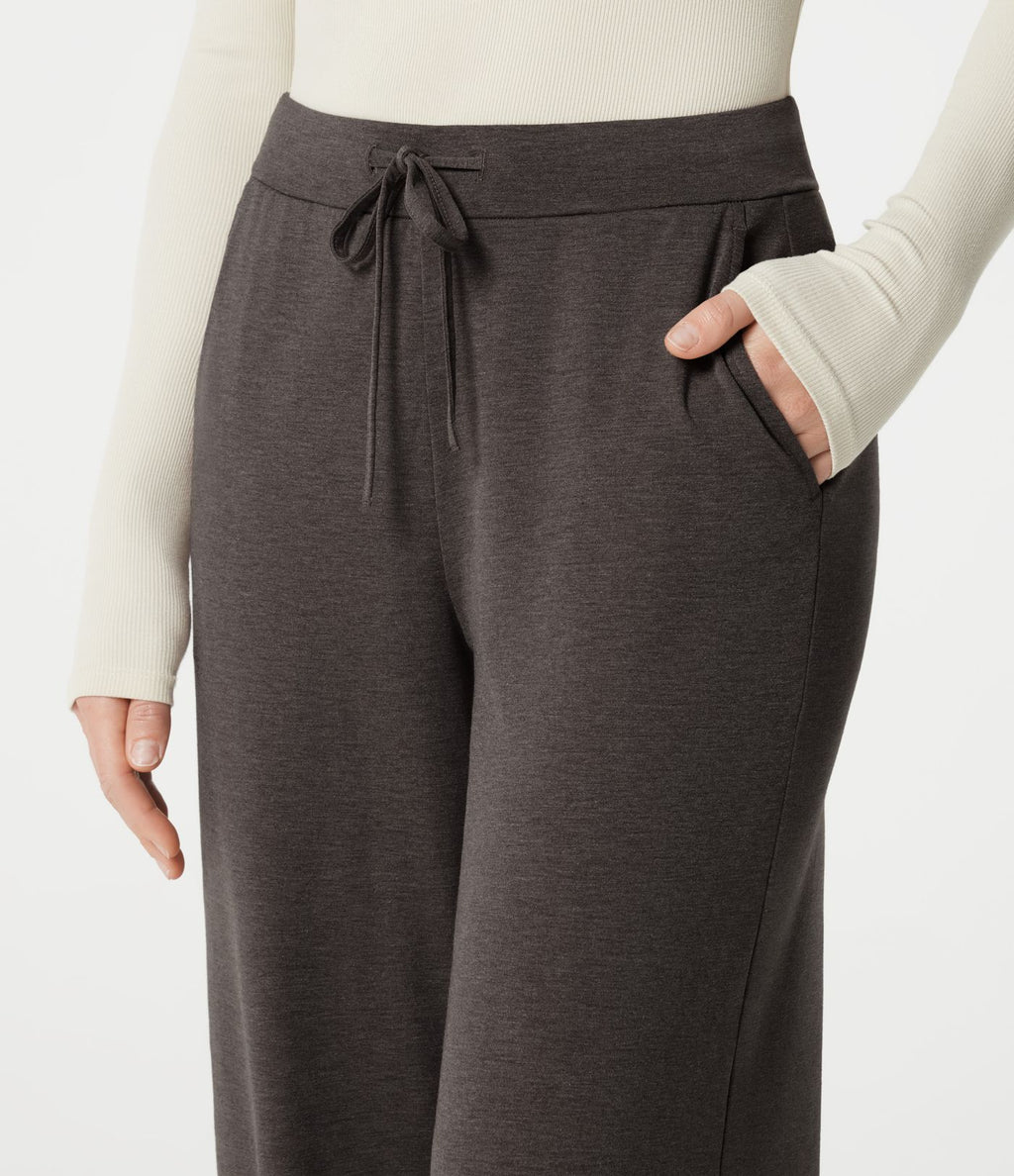 Pantalon de détente large taille mi-haute avec cordon de serrage et poches
