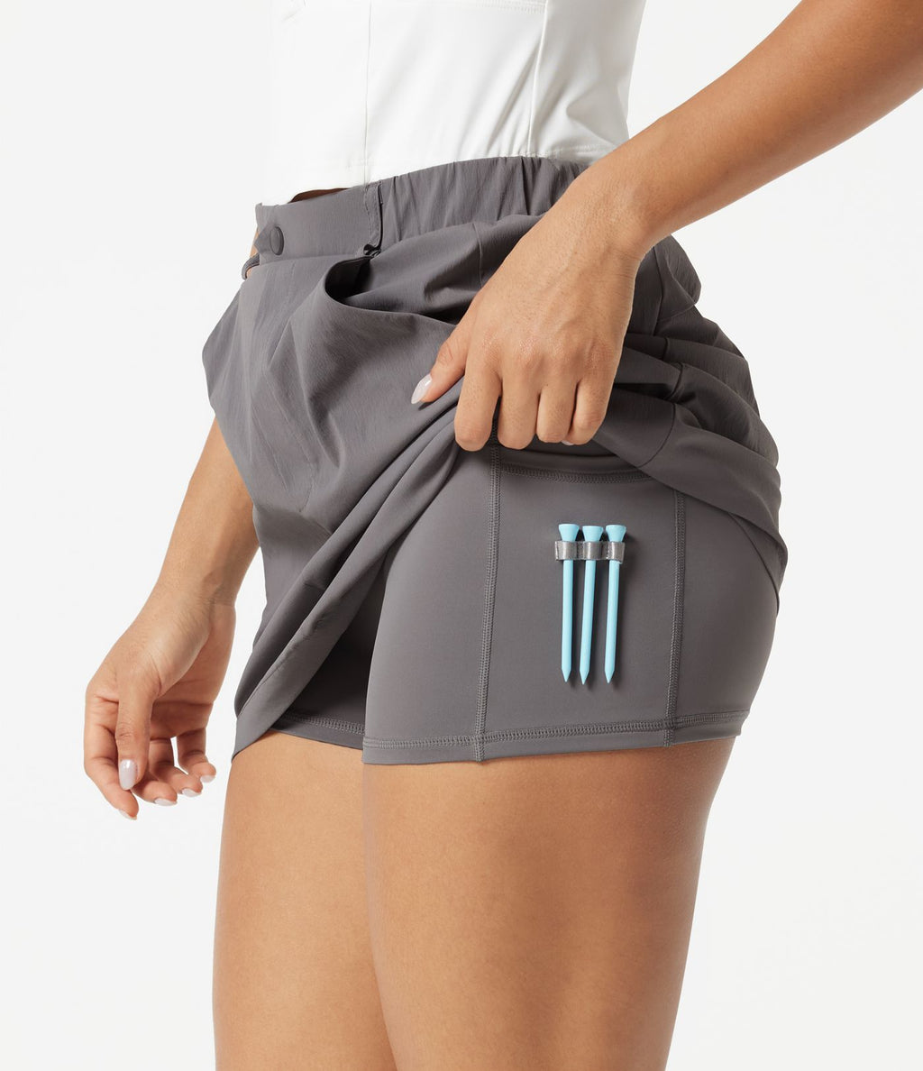Jupe-short de golf mini taille mi-haute avec poches et porte-tees