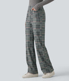 Pantalon tailleur Halara Flex™ à carreaux taille haute coupe droite avec poches