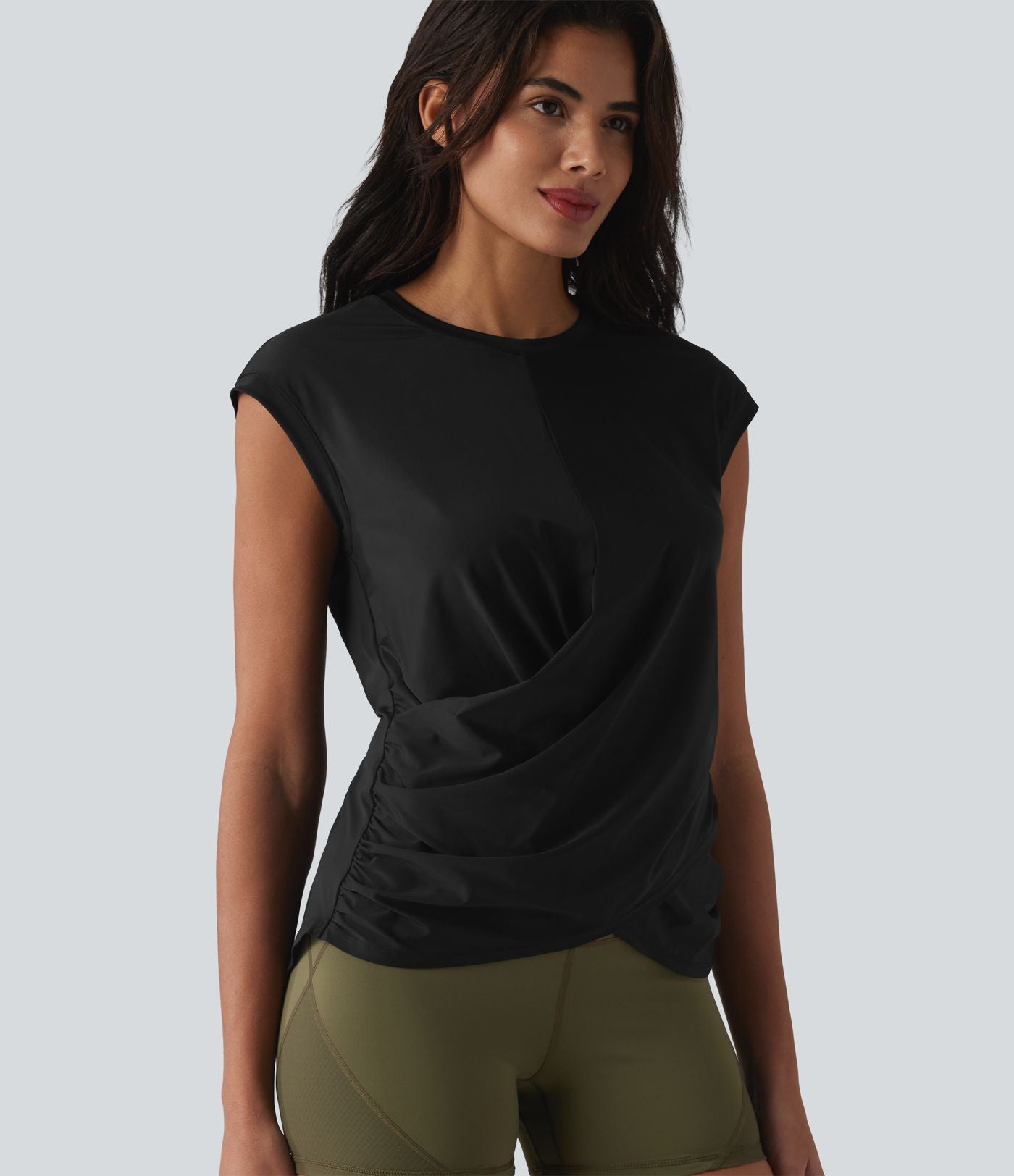 Haut de sport running col rond manches courtes ourlet croisé effet frais InstantCool séchage rapide, protection solaire UPF50+