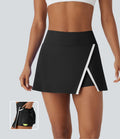 Jupe de tennis mini 2-en-1 à taille haute, fente, blocs de couleur et poche latérale