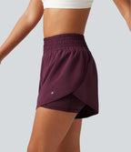 Short de running 2-en-1 Breezeful™ taille haute à ourlet croisé arrondi, séchage rapide, poches, 7,5 cm