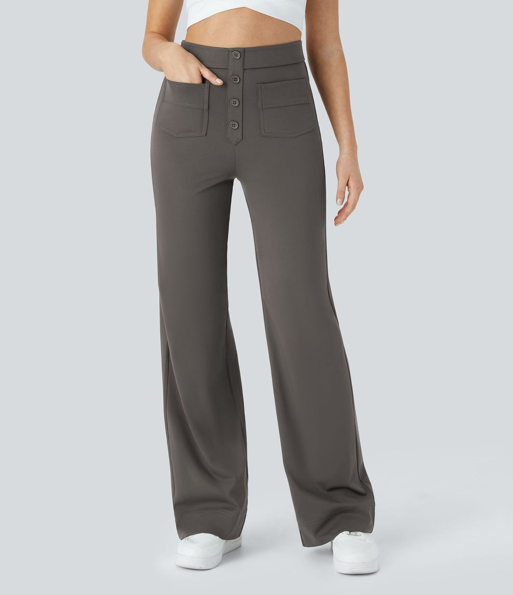 Pantalon taille haute coupe droite DayStretch avec poches