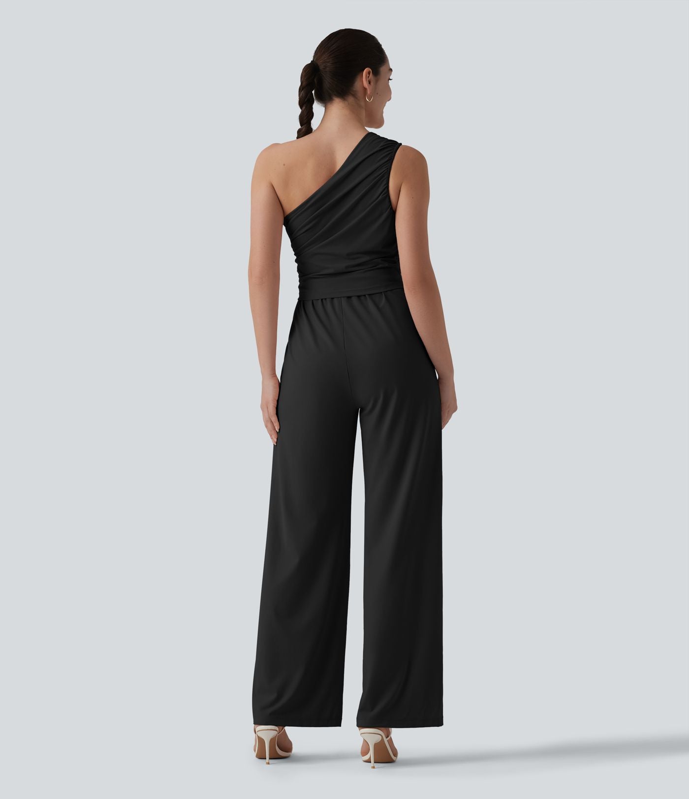 Combinaison décontractée asymétrique sans manches froncée soutien-gorge intégré avec poches - Easy Peasy