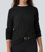Pull décontracté col rond manches longues