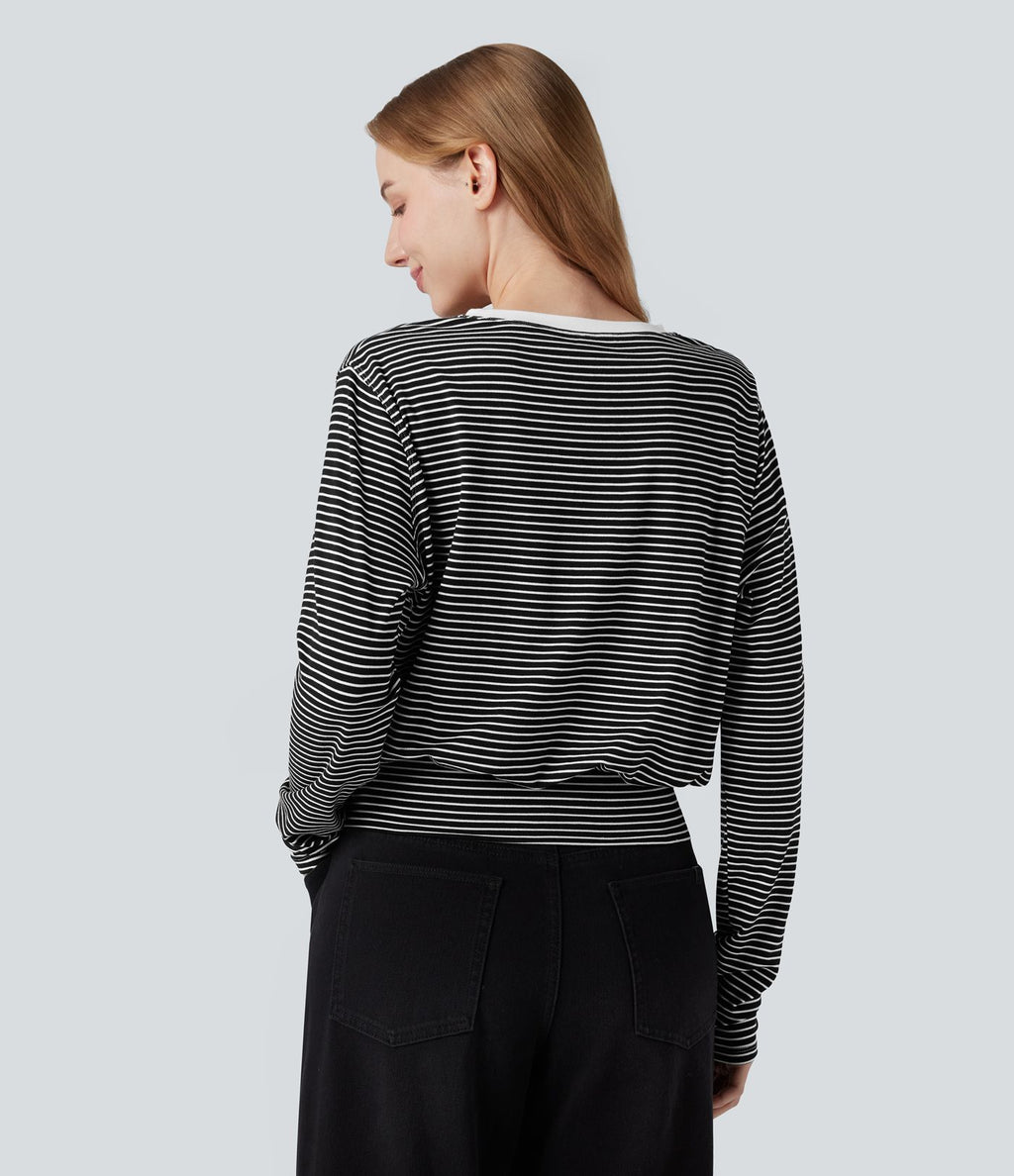 T-shirt rayé col rond manches longues