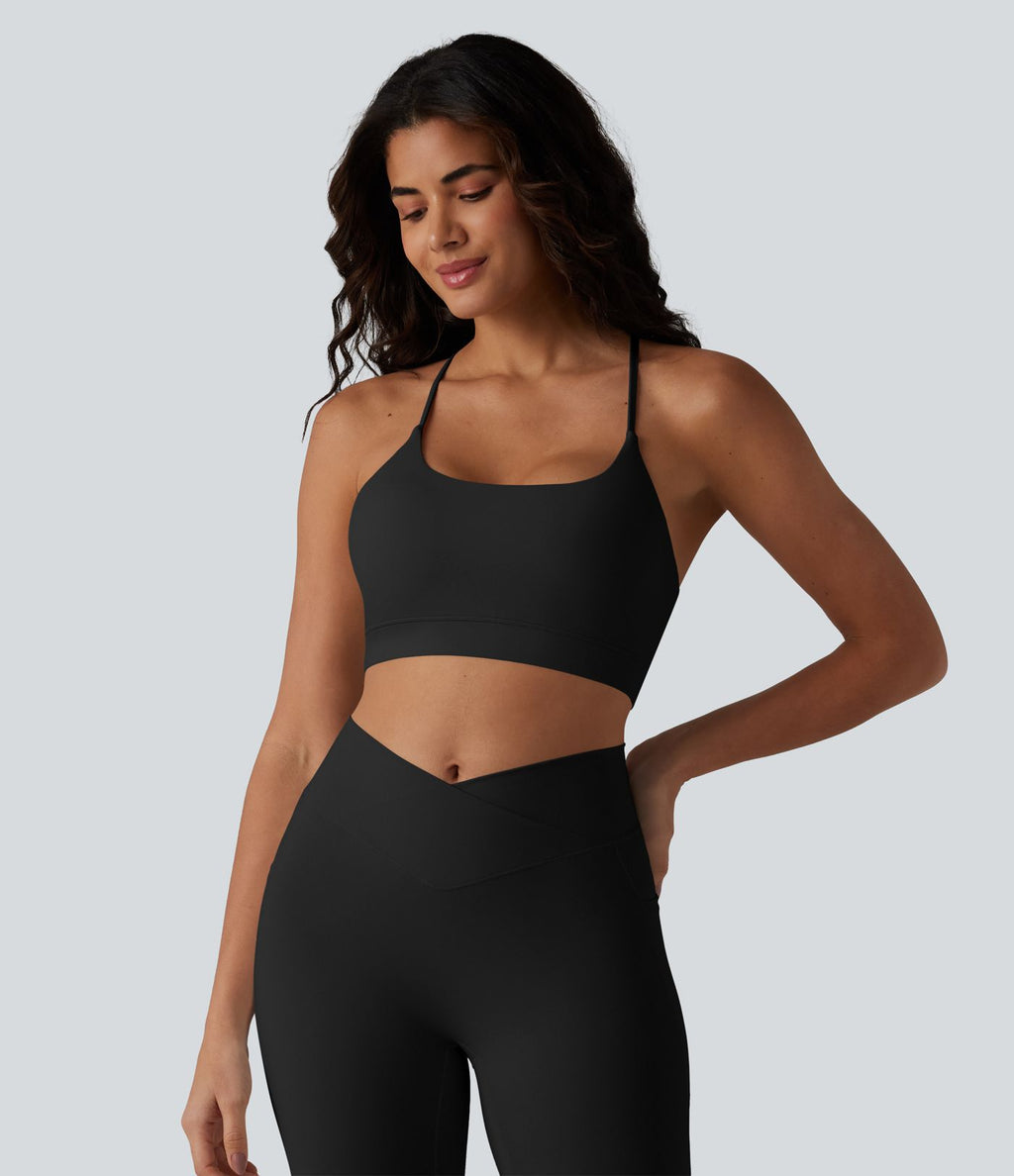 Brassière de sport yoga à col U et maintien léger