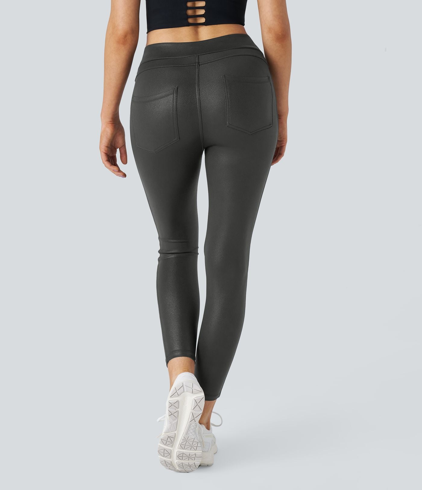 Softlyzero™ Legging Travail Taille Haute Tissu Enduit Poche Latérale Arrière