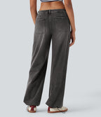 Jean parachute casual Halara Flex™ tricot extensible taille basse cordon ajustable avec multiples poches