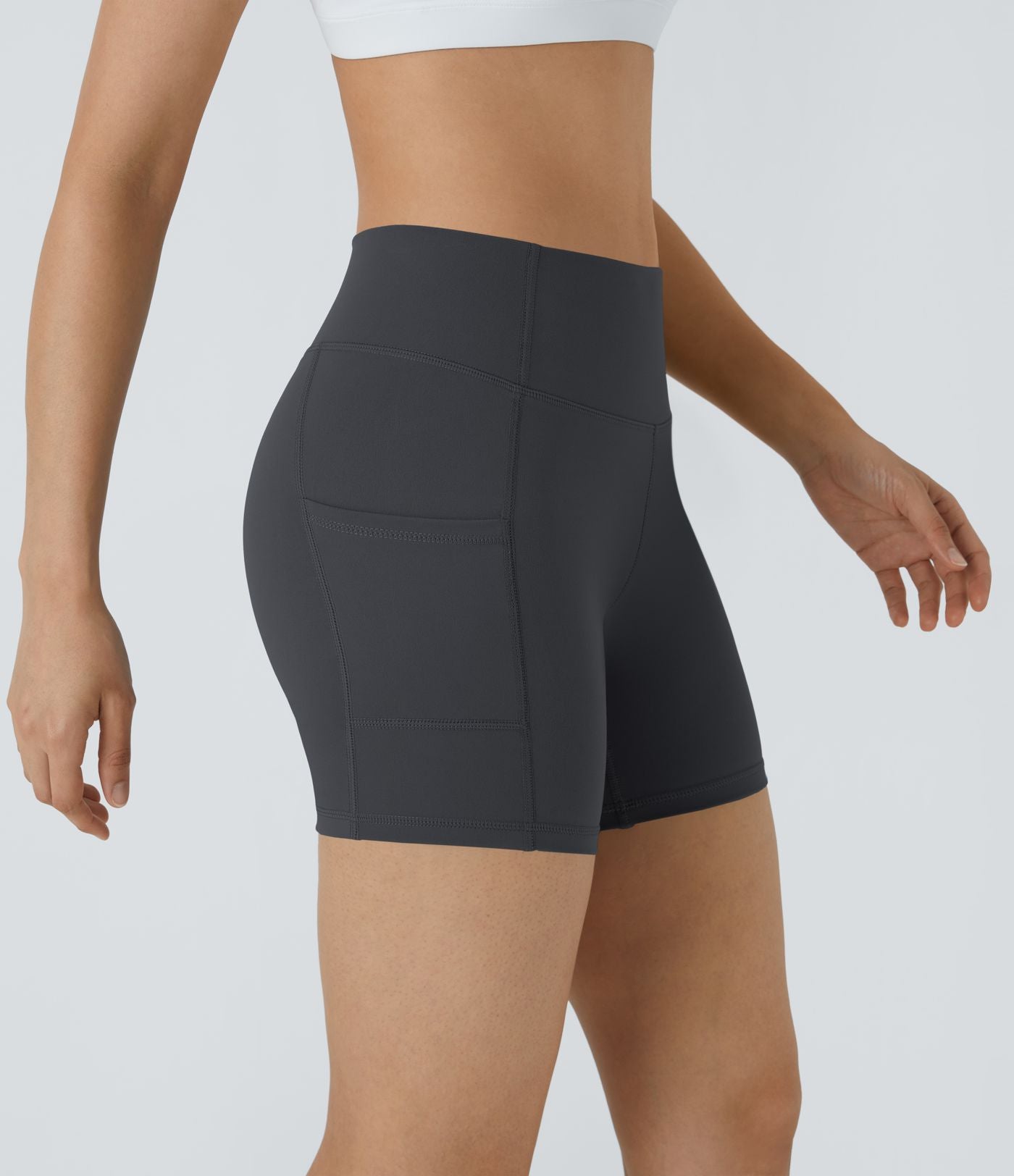 Short Course Biker Yoga Taille Haute avec Poches Latérales