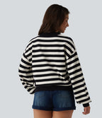 Pull casual col rond à manches longues à rayures