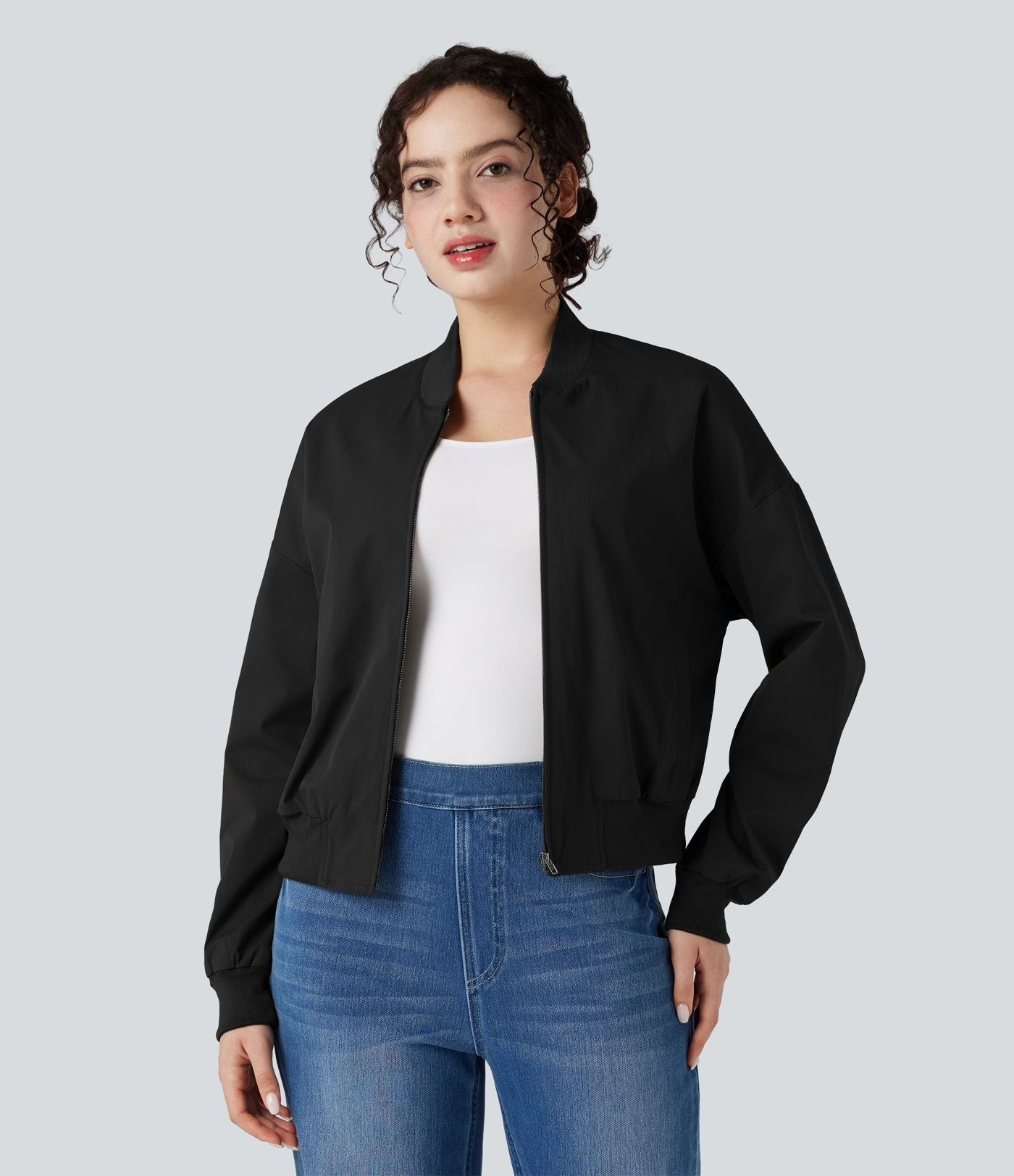 Veste bomber fermeture éclair coupe décontractée avec poches