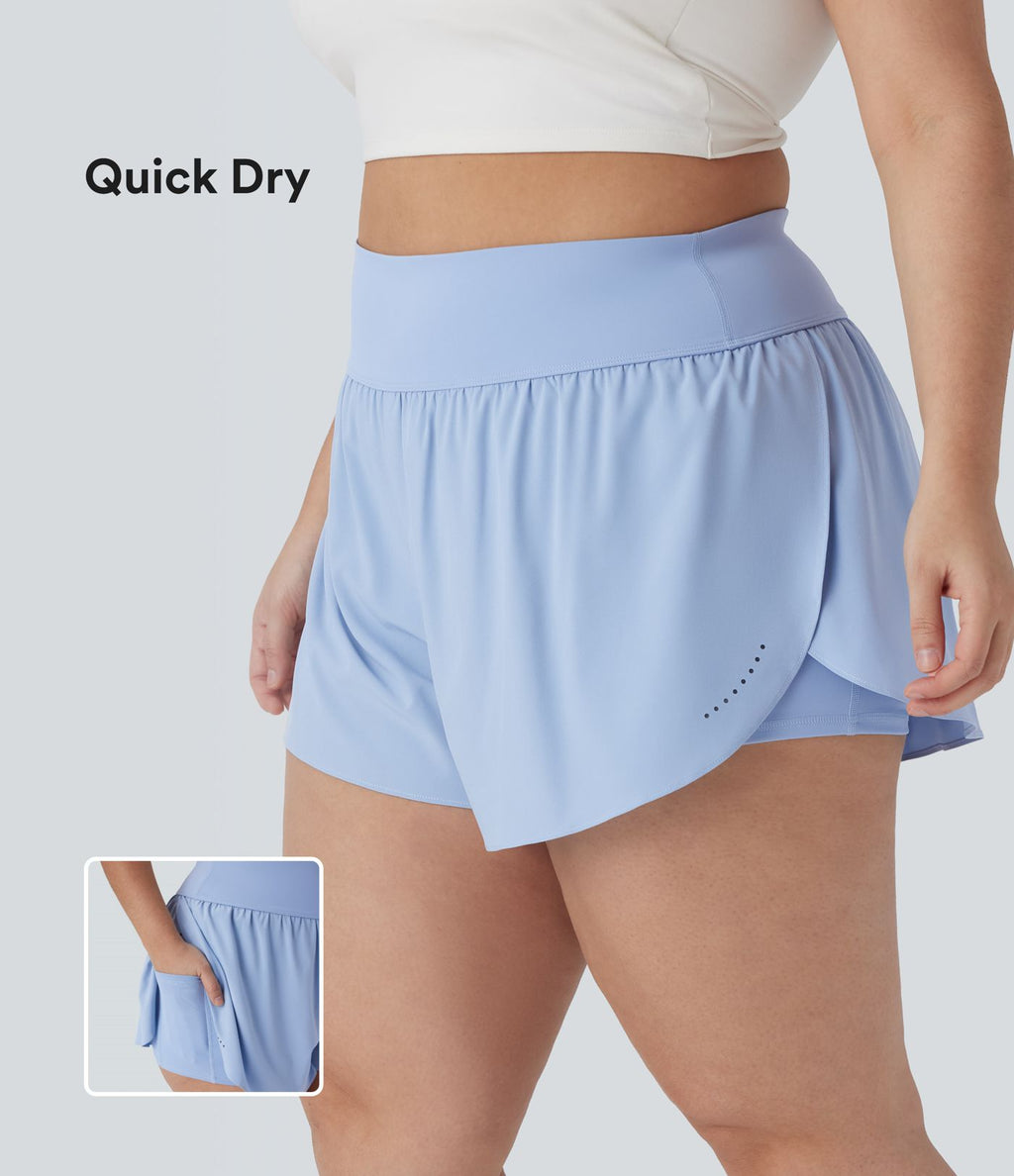 Short de course 2-en-1 Softlyzero™ QuickDry taille haute avec points réfléchissants, ourlet croisé et poches - grandes tailles