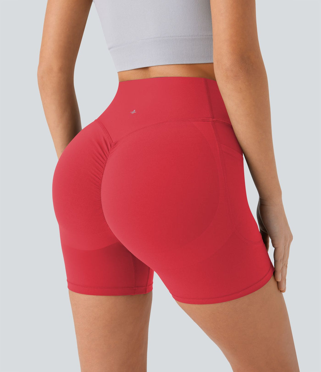Short cycliste 12,5 cm d'entraînement gainant galbant taille haute avec effet scrunch et poches Halara UltraSculpt™