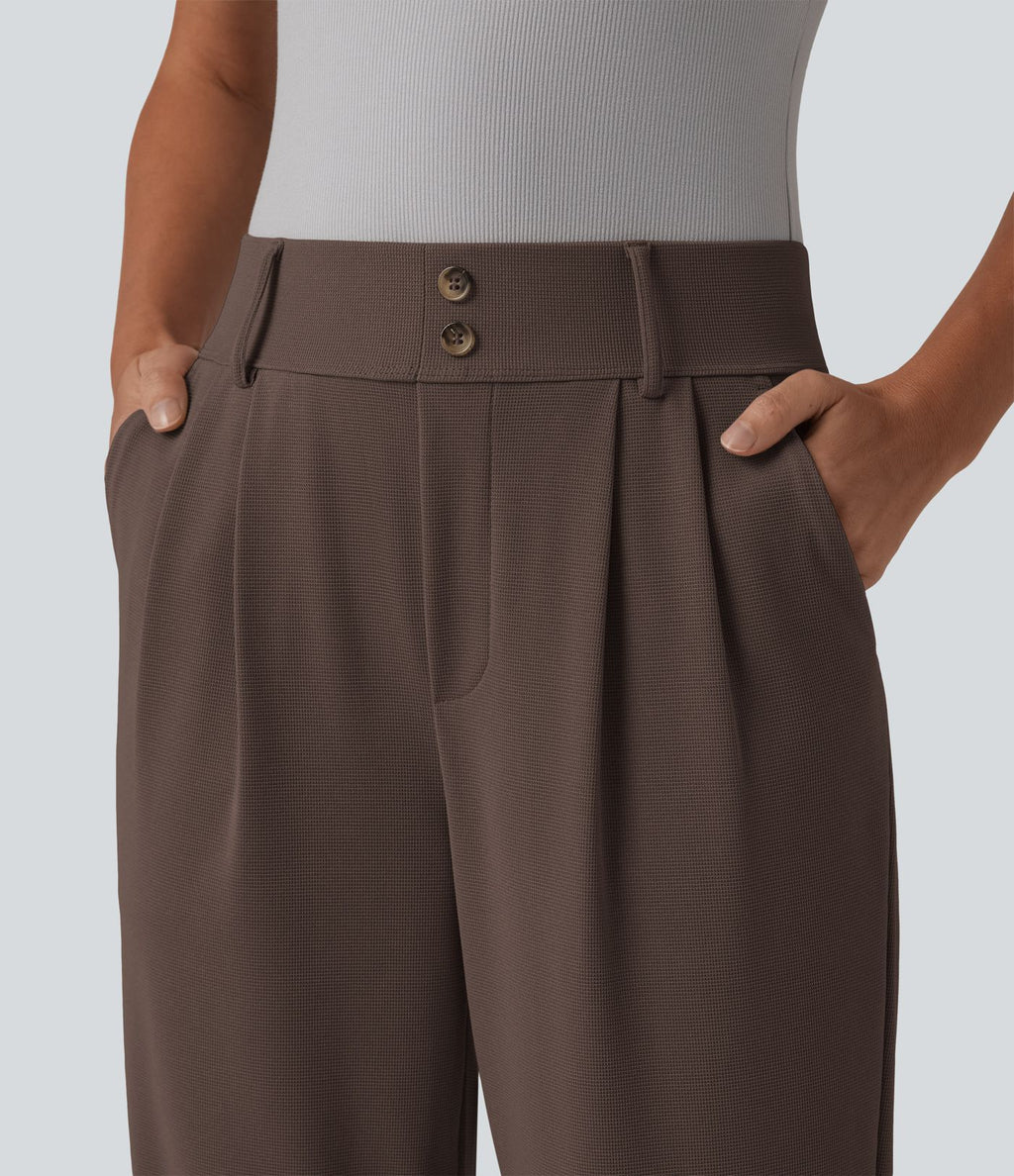 Halara Flex™ Pantalon tailleur fuselé taille haute en tissu gaufré avec poches