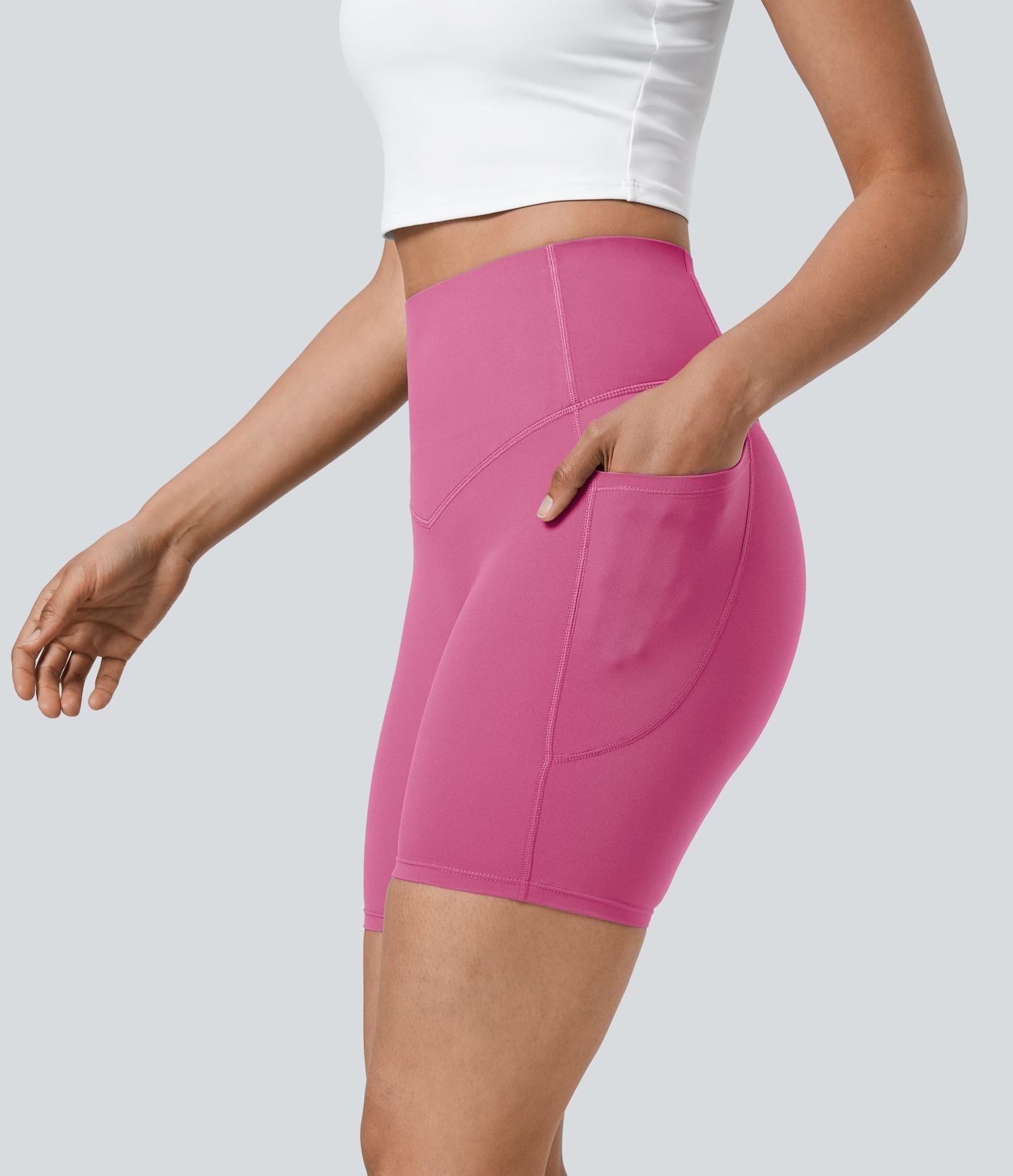 Short cycliste 17,5 cm d'entraînement gainant taille haute avec poches Halara UltraSculpt™