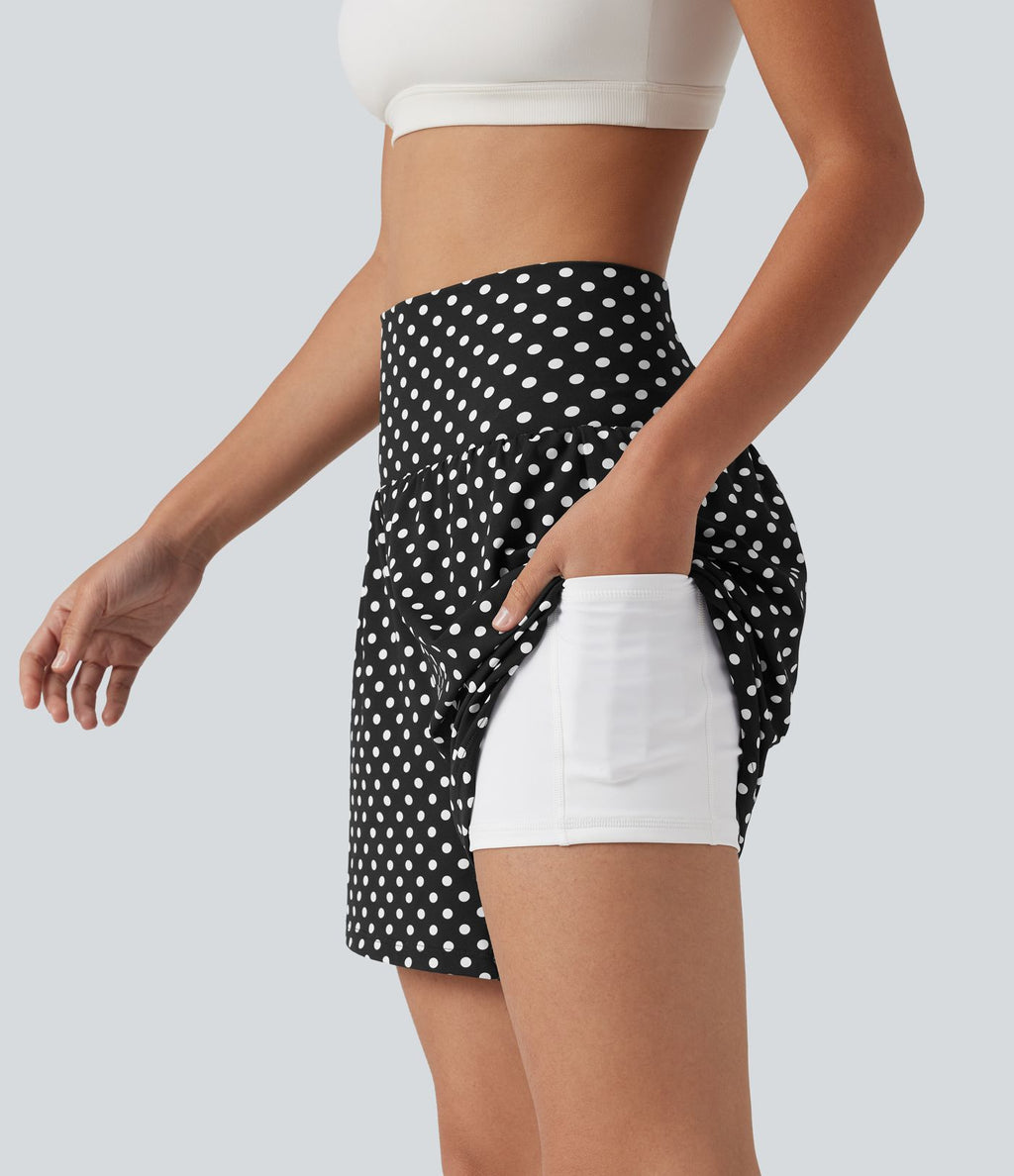 Short de yoga 2-en-1 taille haute 12,5 cm à pois avec poches