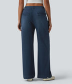 Halara Flex™ Jean large casual baggy taille mi-haute en lyocell drapé effet délavé, ourlet ajustable et poches