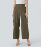 Pantalon cargo de travail taille haute coupe droite avec poches multiples