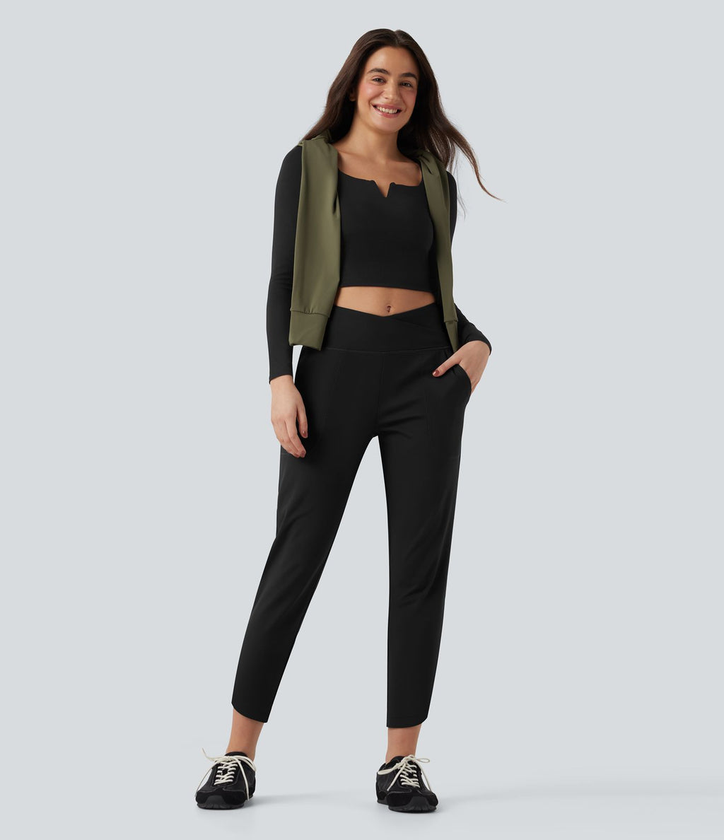 Pantalon fuselé croisé taille haute DayStretch avec poches
