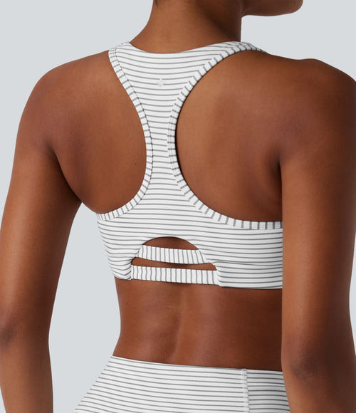 Brassière de sport d'entraînement soutien moyen dos nageur à rayures