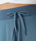 Jupe Casual Évasée Mesh Mi-Longue Fuide 2 en 1 Contrastée Taille Haute Cordon Poche Latérale