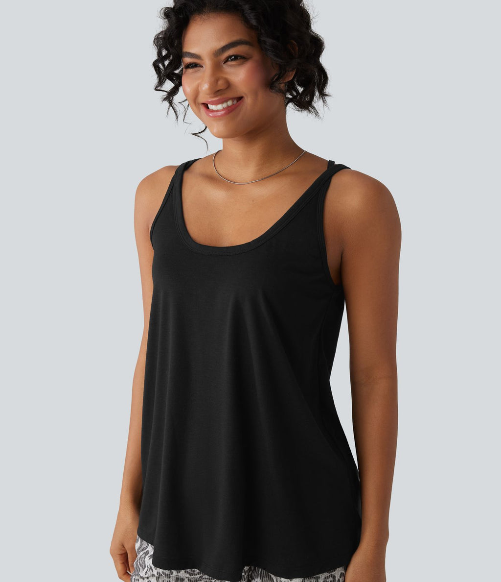Débardeur casual col U coupe ample