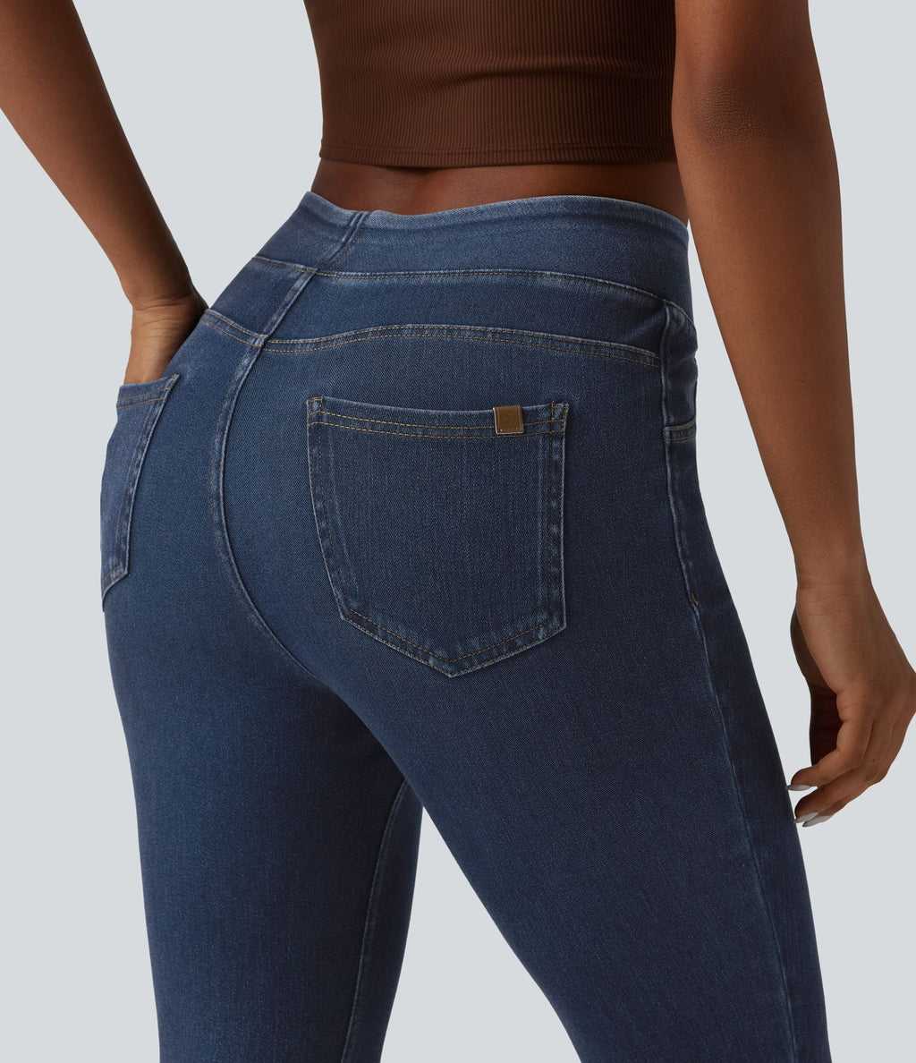 Halara Flex™ Jeggings casual 7/8 taille haute en lyocell drapé effet denim, avec poches